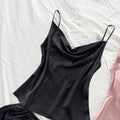 Black Bridal satin silk camisole shorts