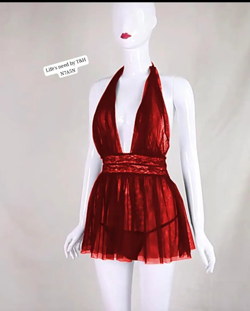 2 Pcs Net Frilly Comfortable And Breathable Nightgow